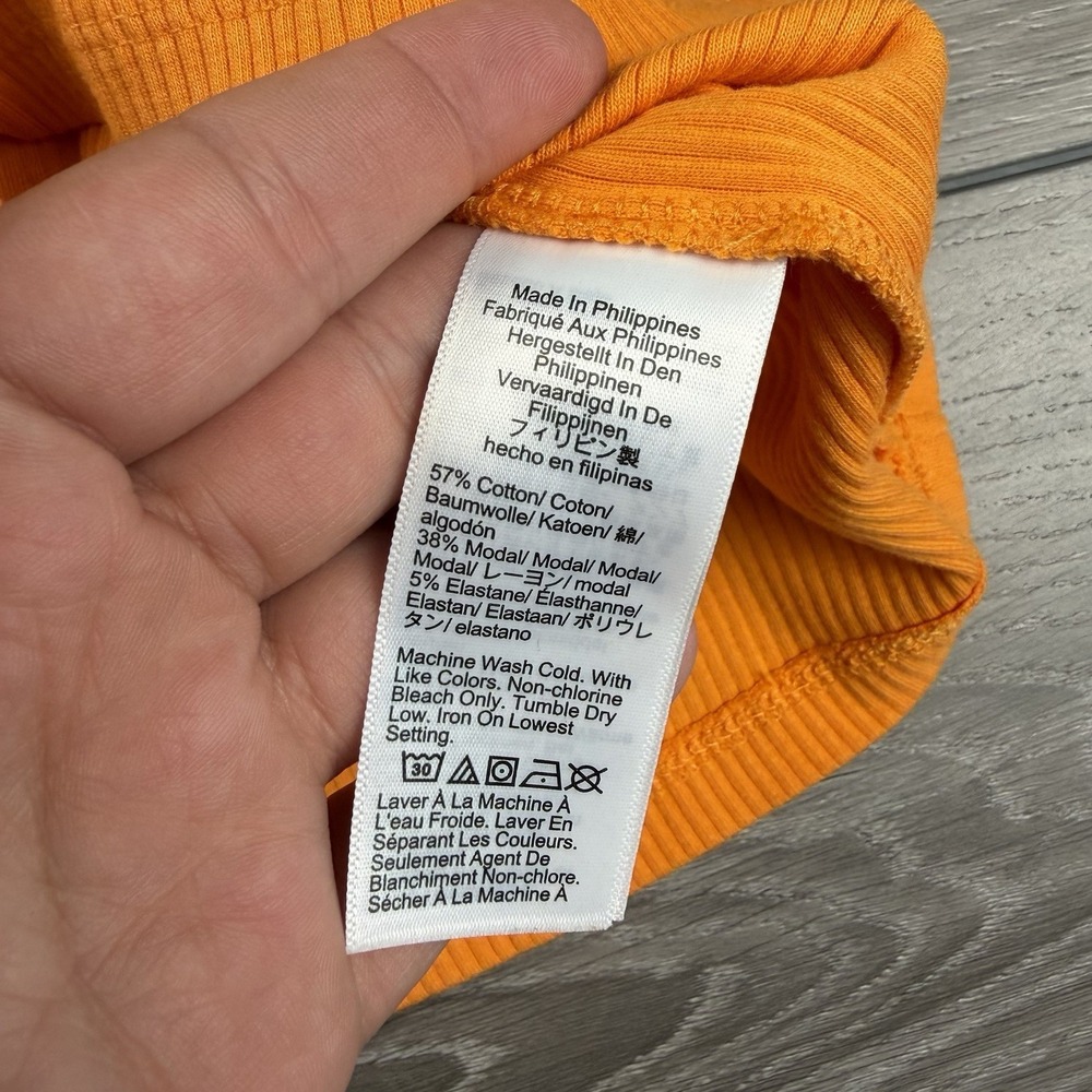 J Crew Women's Ribbed Ruffled‎ Shoulder Sleeveless Tank Orange XS - Picture 5 of 7